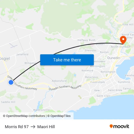 Morris Rd 97 to Maori Hill map