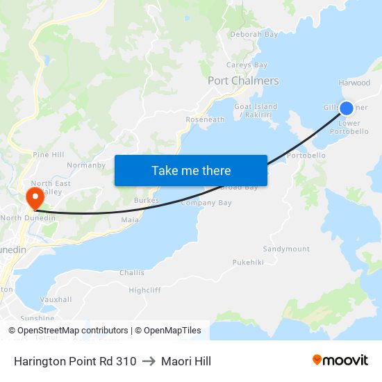 Harington Point Rd 310 to Maori Hill map