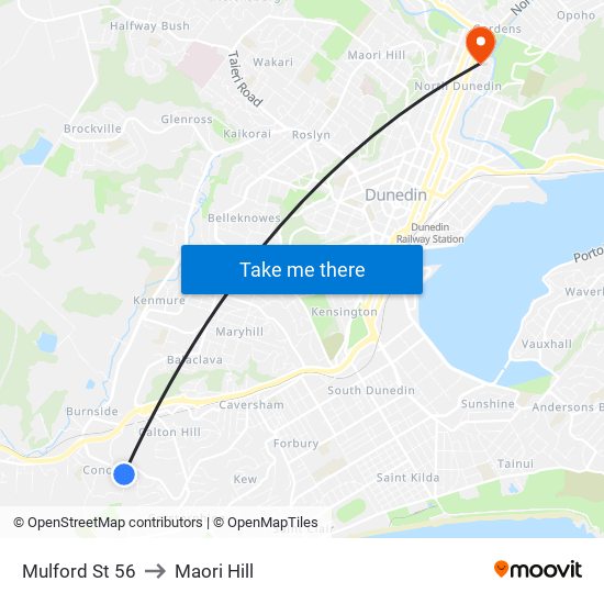 Mulford St 56 to Maori Hill map