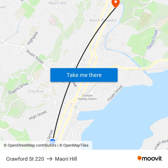 Crawford St 220 to Maori Hill map