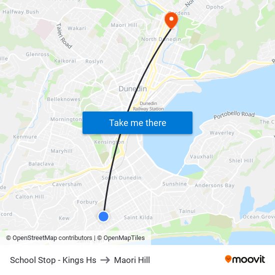 School Stop - Kings Hs to Maori Hill map