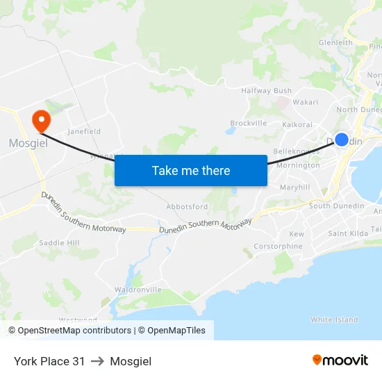 York Place 31 to Mosgiel map