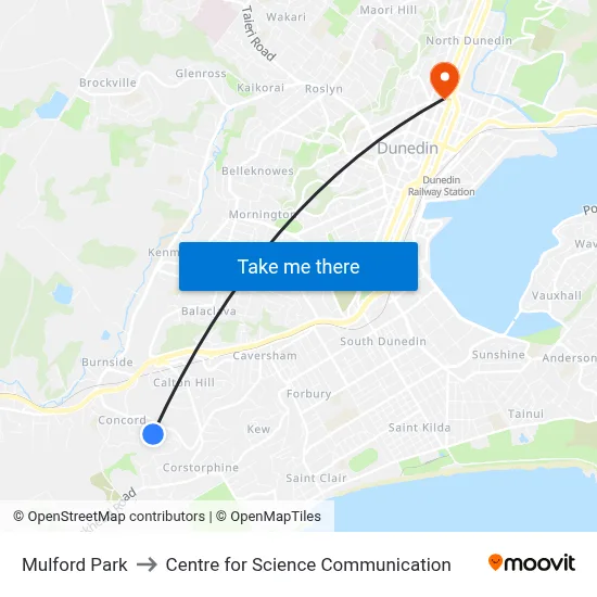 Mulford Park to Centre for Science Communication map