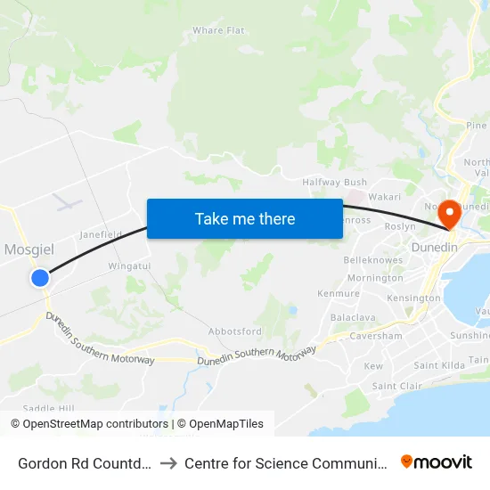 Gordon Rd Countdown to Centre for Science Communication map