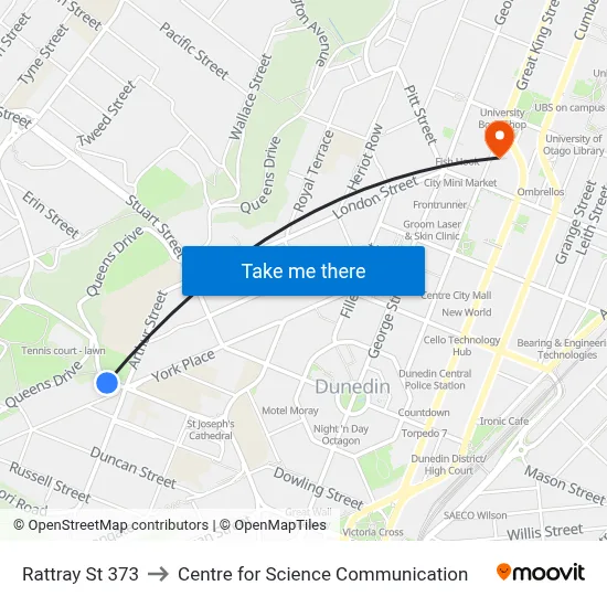 Rattray St 373 to Centre for Science Communication map