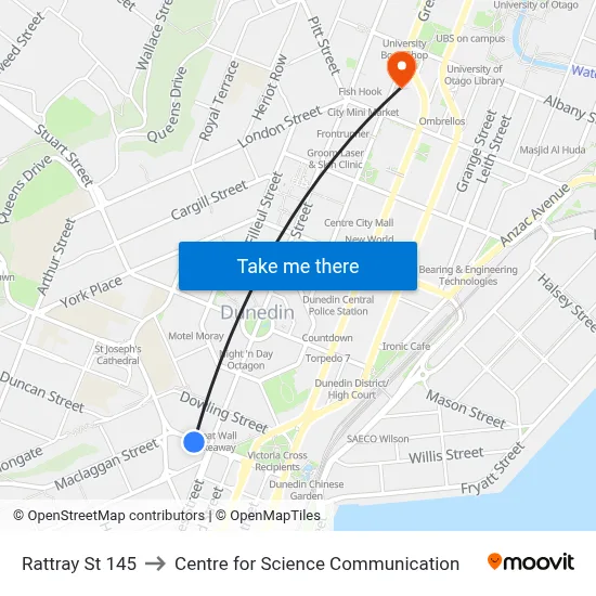 Rattray St 145 to Centre for Science Communication map