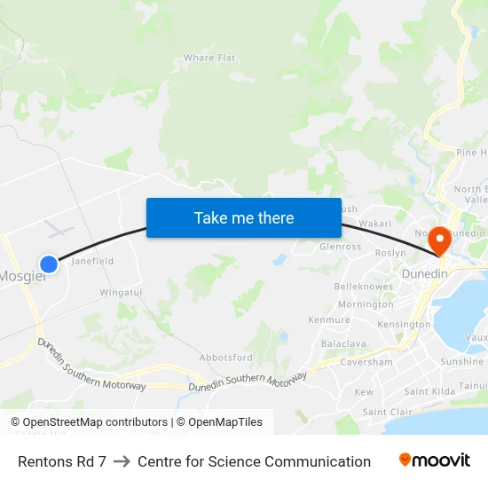 Rentons Rd 7 to Centre for Science Communication map