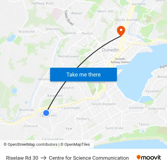 Riselaw Rd 30 to Centre for Science Communication map