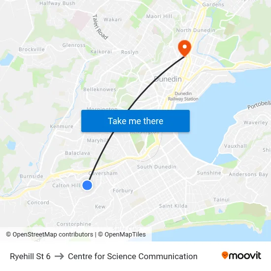 Ryehill St 6 to Centre for Science Communication map