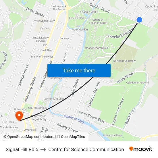 Signal Hill Rd 5 to Centre for Science Communication map