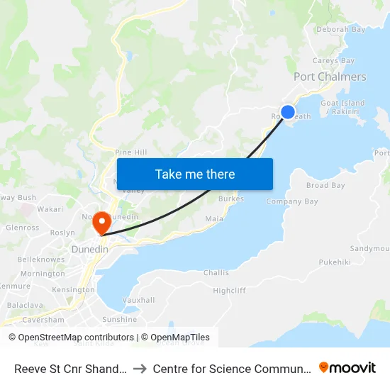 Reeve St Cnr Shandon St to Centre for Science Communication map