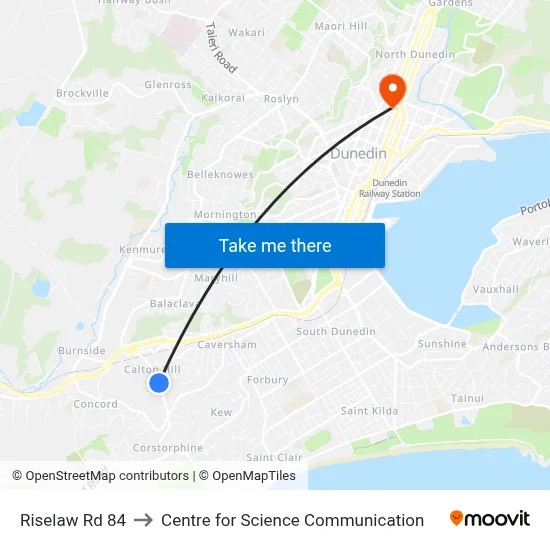 Riselaw Rd 84 to Centre for Science Communication map