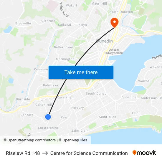 Riselaw Rd 148 to Centre for Science Communication map