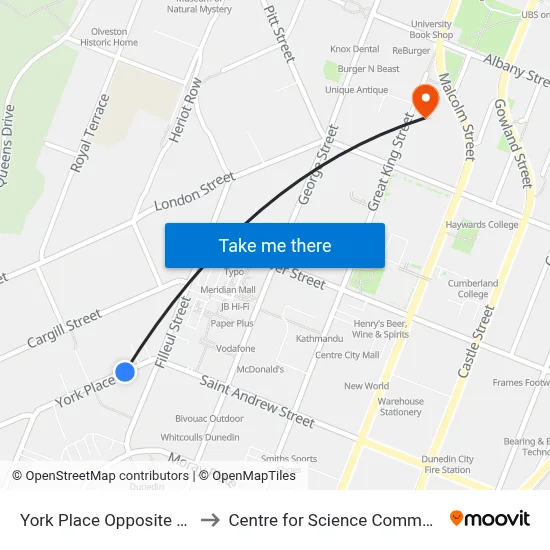York Place Opposite St John to Centre for Science Communication map