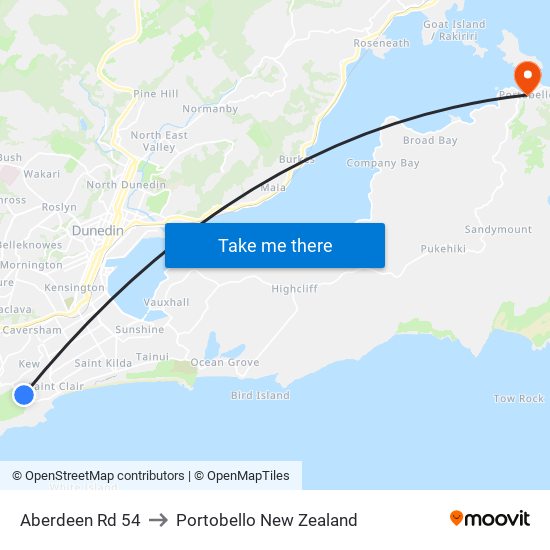 Aberdeen Rd 54 to Portobello New Zealand map