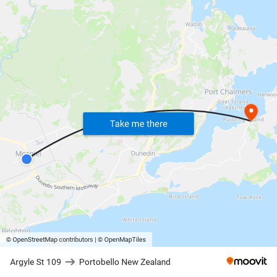 Argyle St 109 to Portobello New Zealand map