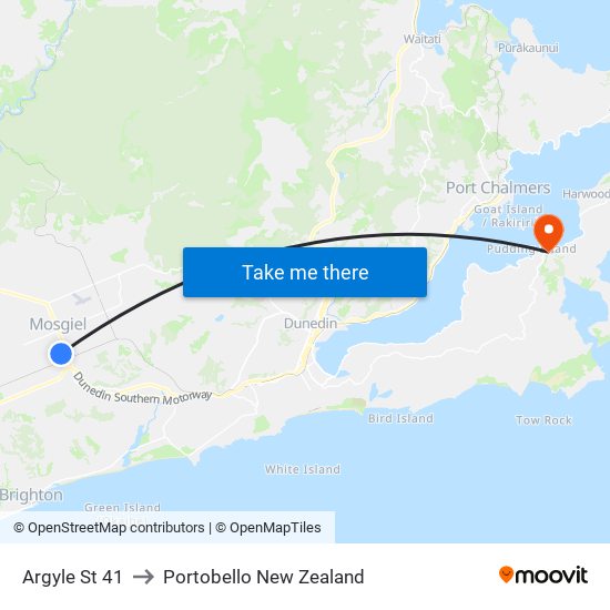 Argyle St 41 to Portobello New Zealand map
