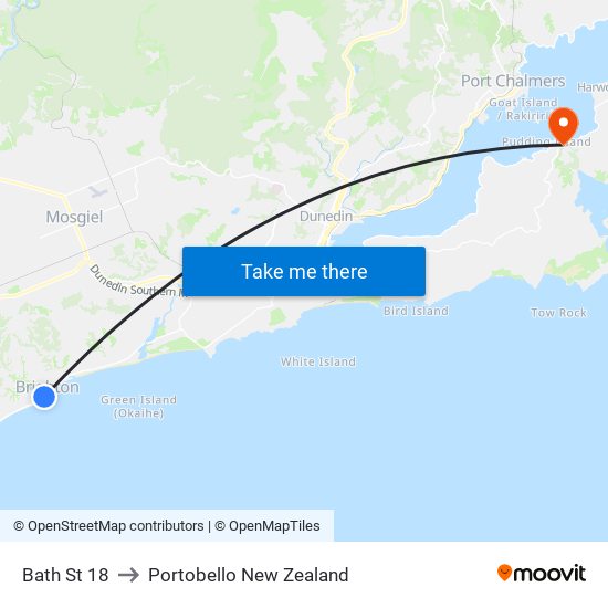 Bath St 18 to Portobello New Zealand map