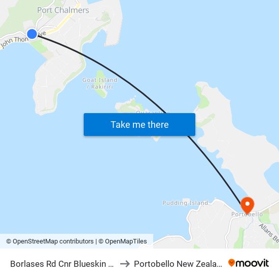 Borlases Rd Cnr Blueskin Rd to Portobello New Zealand map