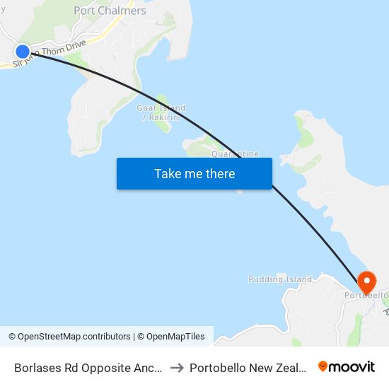Borlases Rd Opposite Anchor to Portobello New Zealand map