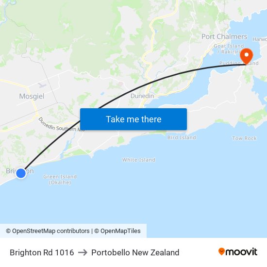 Brighton Rd 1016 to Portobello New Zealand map