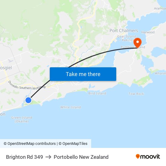 Brighton Rd 349 to Portobello New Zealand map