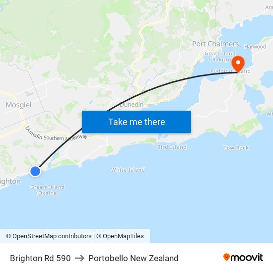 Brighton Rd 590 to Portobello New Zealand map