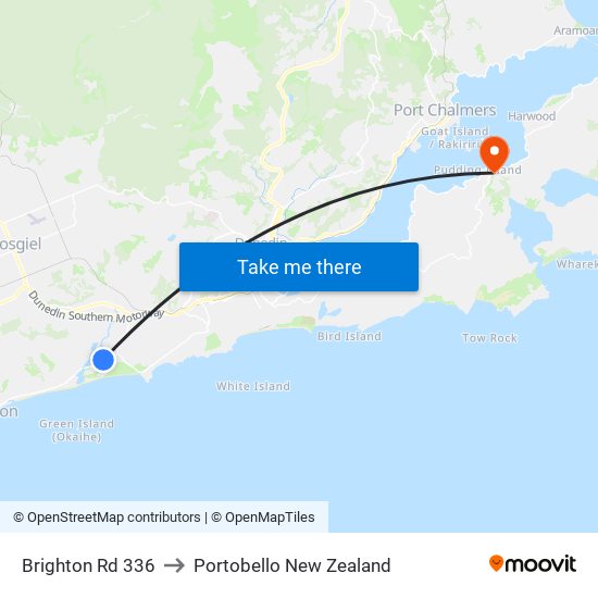Brighton Rd 336 to Portobello New Zealand map