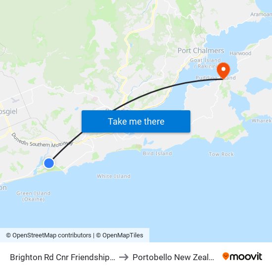 Brighton Rd Cnr Friendship Dr to Portobello New Zealand map