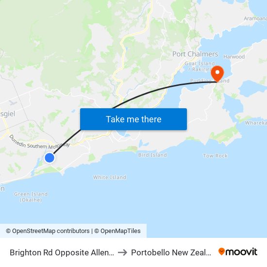 Brighton Rd Opposite Allen Rd to Portobello New Zealand map