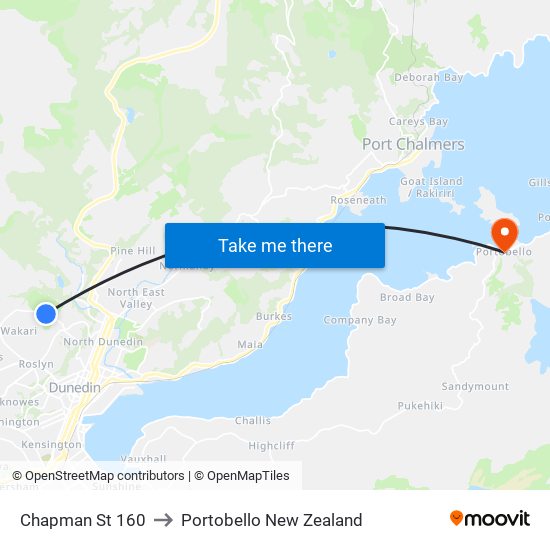 Chapman St 160 to Portobello New Zealand map