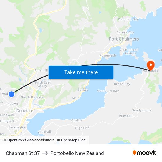 Chapman St 37 to Portobello New Zealand map