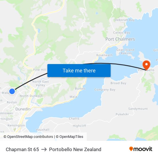 Chapman St 65 to Portobello New Zealand map