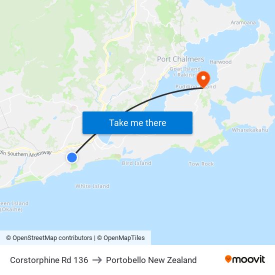 Corstorphine Rd 136 to Portobello New Zealand map