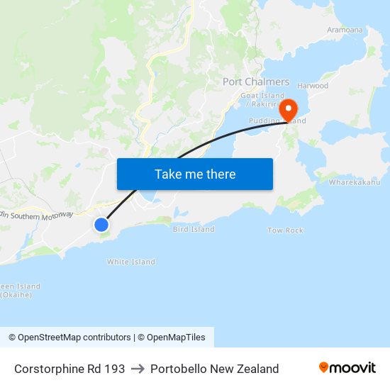 Corstorphine Rd 193 to Portobello New Zealand map