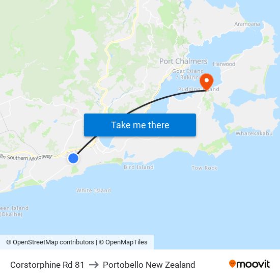 Corstorphine Rd 81 to Portobello New Zealand map