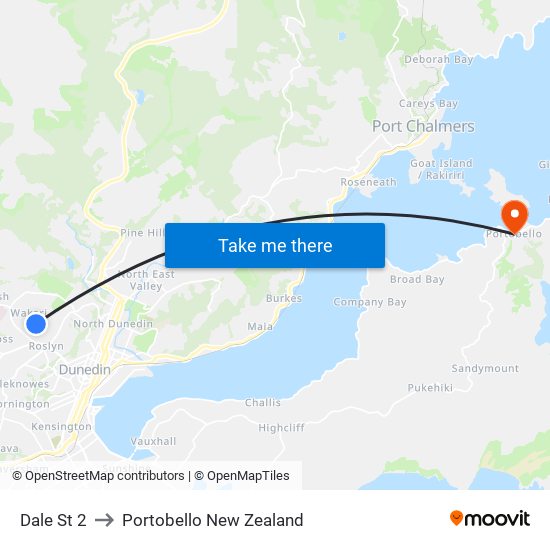Dale St 2 to Portobello New Zealand map