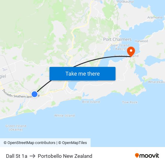 Dall St 1a to Portobello New Zealand map