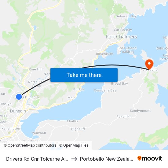 Drivers Rd Cnr Tolcarne Ave to Portobello New Zealand map
