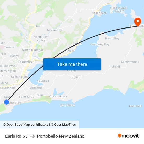 Earls Rd 65 to Portobello New Zealand map