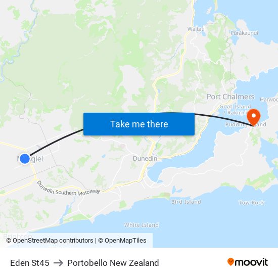 Eden St45 to Portobello New Zealand map