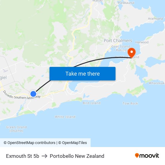 Exmouth St 5b to Portobello New Zealand map
