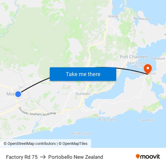 Factory Rd 75 to Portobello New Zealand map