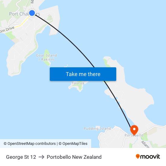 George St 12 to Portobello New Zealand map