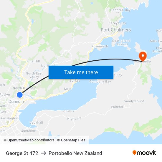 George St 472 to Portobello New Zealand map