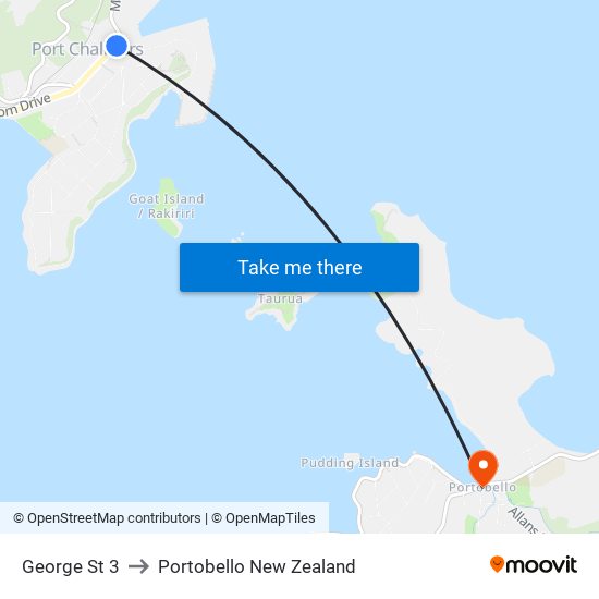 George St 3 to Portobello New Zealand map