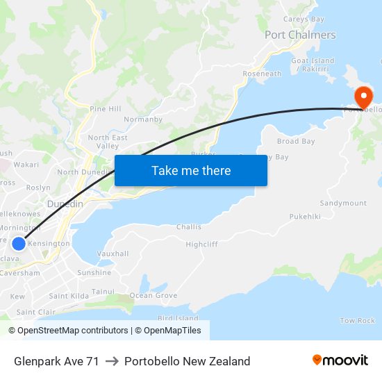 Glenpark Ave 71 to Portobello New Zealand map