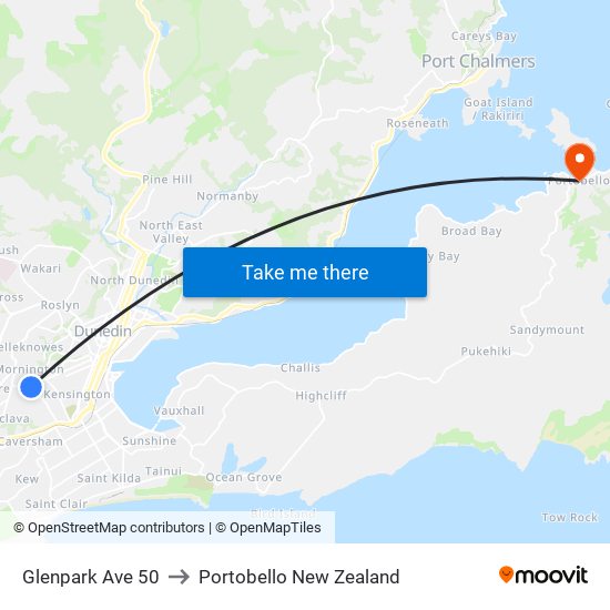 Glenpark Ave 50 to Portobello New Zealand map