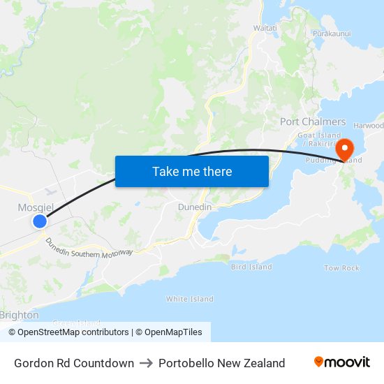 Gordon Rd Countdown to Portobello New Zealand map
