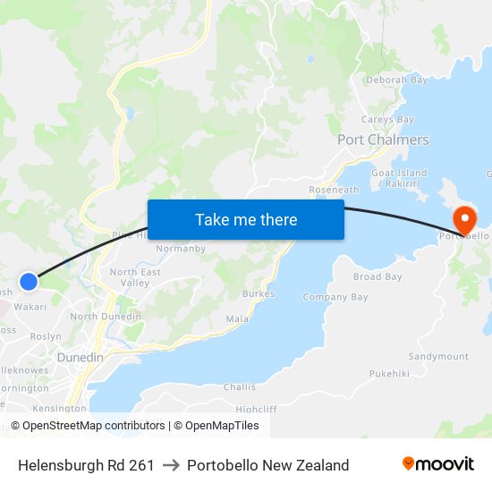 Helensburgh Rd 261 to Portobello New Zealand map